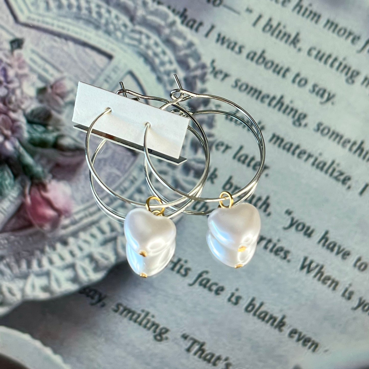 PEARL HEART EARRINGS