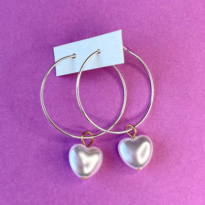 PEARL HEART EARRINGS