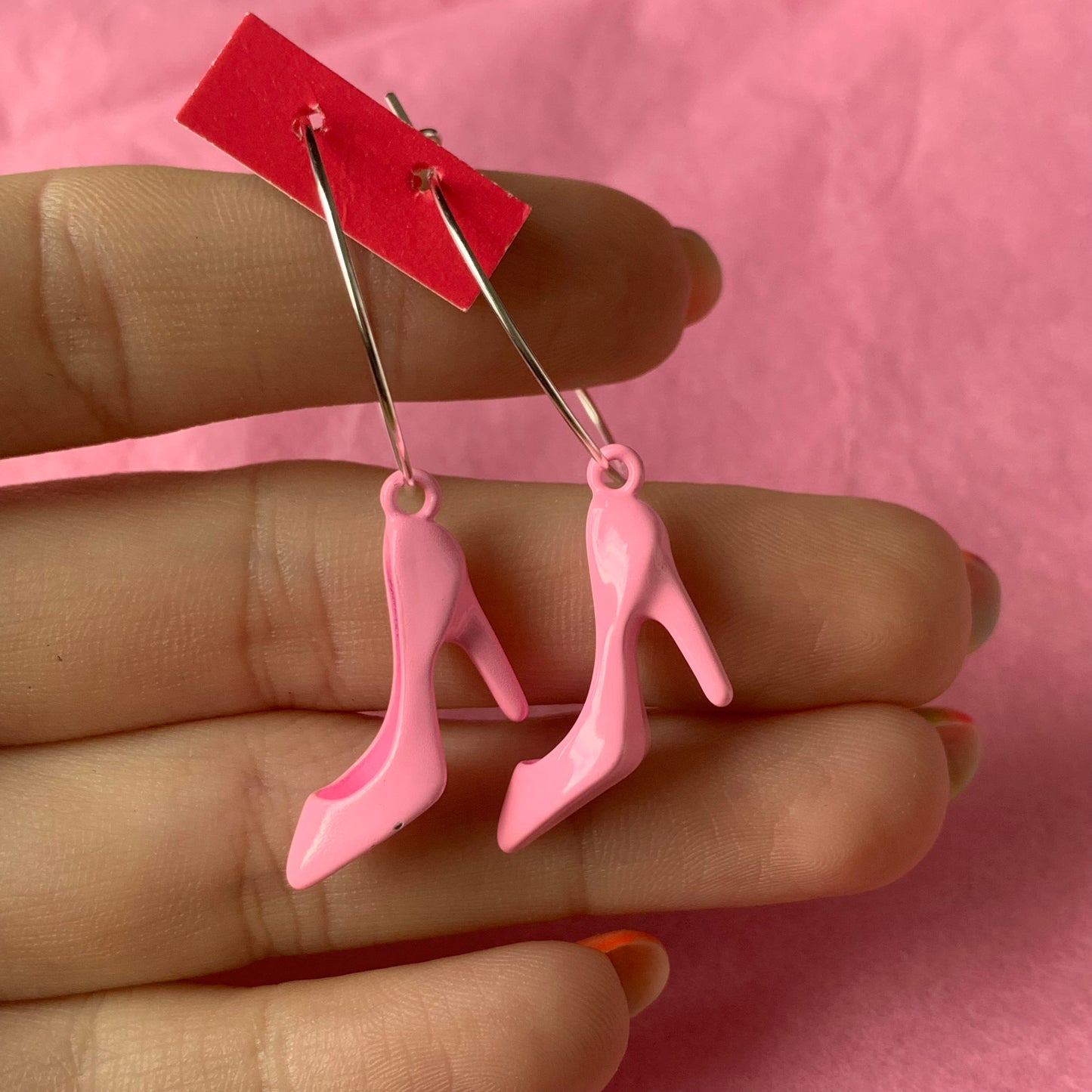 PINK HIGH HEEL EARRINGS