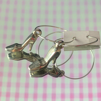 SILVER HIGH HEEL EARRINGS