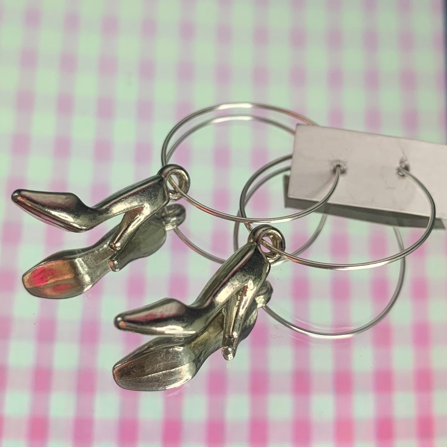 SILVER HIGH HEEL EARRINGS