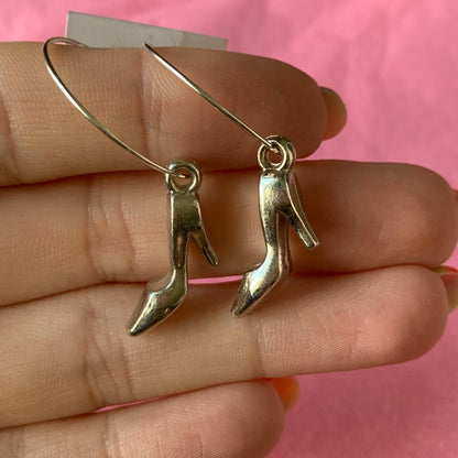 SILVER HIGH HEEL EARRINGS