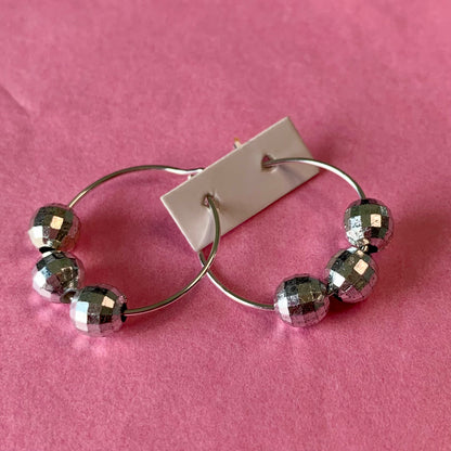 MINI MIRRORBALL BEAD EARRINGS