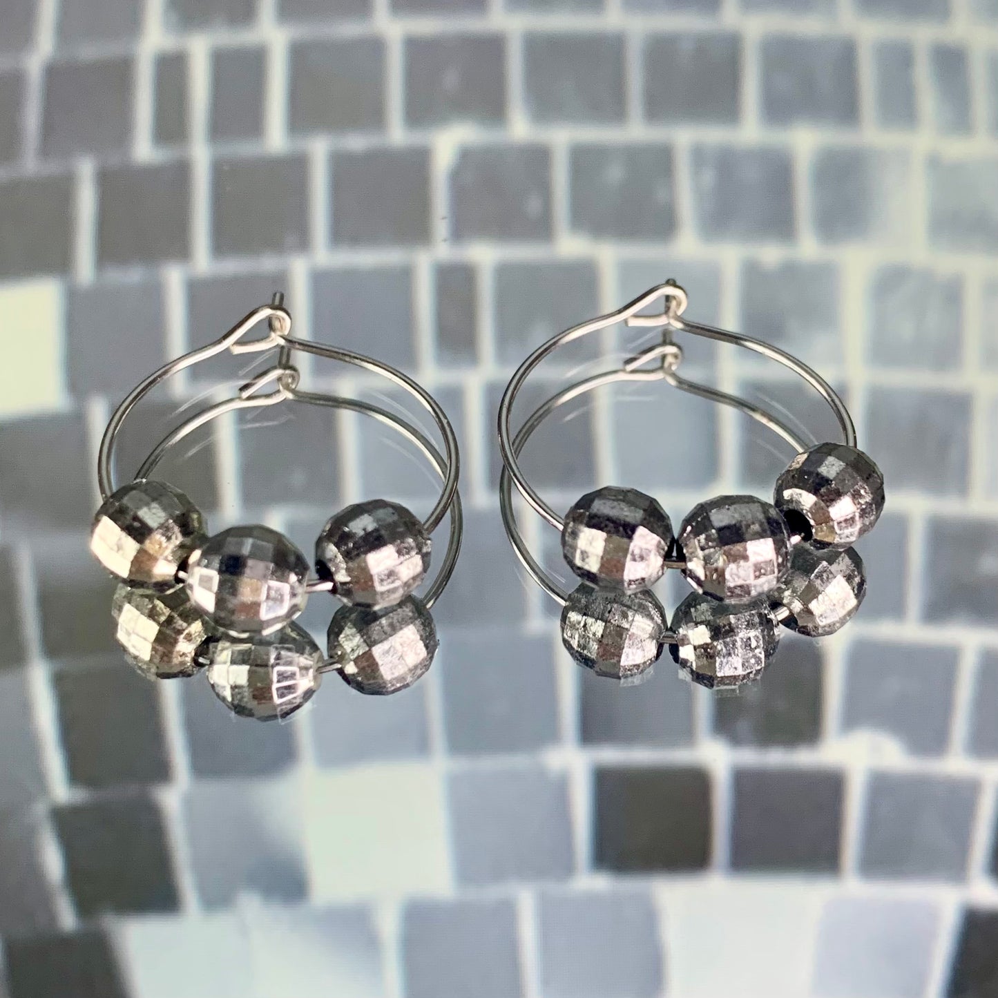 MINI MIRRORBALL BEAD EARRINGS